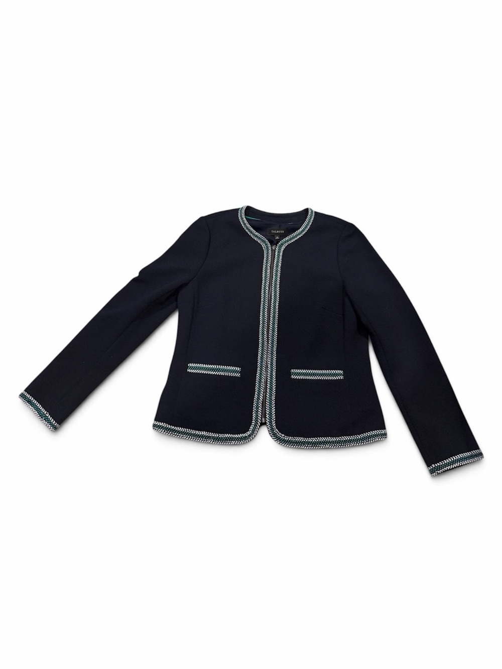 Talbots Navy Textured Trim Jacket – Size 10